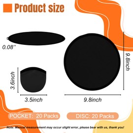 YEAHACLUB 20PCS Foldable Flying Disc Fans with Bags, 9.8'' DIY Handheld Black Egde Fabric Folding Fan for Outdoor Game Activities Birthday Party Favors Gifts, Black