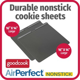 GoodCook GoodCook AirPerfect Non-Stick Air Insulated 16 x 14 Cookie Sheet Set, 2 Piece - Carbon Steel Cooking Pans, Bakeware Set, Cookie Sheets for Baking, Oven Pan Set