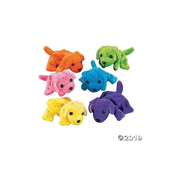 Plush Neon Dogs (1 dozen) - Bulk, Assorted Colors