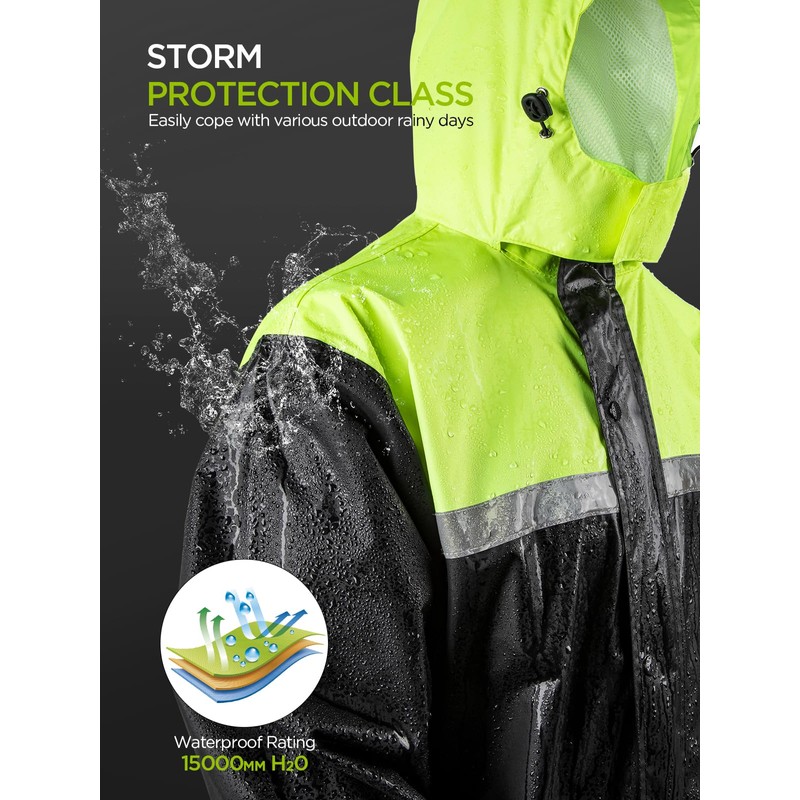 ProHydra Mens Rain Suits with Air Vents Reflective Stripes Waterproof