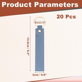 MECCANIXITY 20 Pcs PU Leather Keychain Blanks Bulk Laser Engraving Keychain Leather Key Fob Kit with Key Rings for DIY Supplies Gifts (Blue, 5.3" x 0.8")