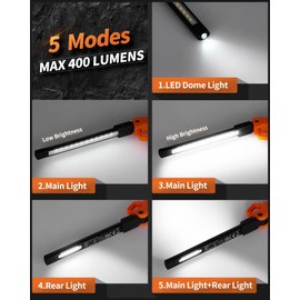 Anylight Rechargeable Work Light, 400LM Mechanic Work Light, Magnetic Flashlight with 230° Rotate and Hook Led Work Lights for Car Repairing, Emergency, Grill, Outdoor Work (1 Pack)