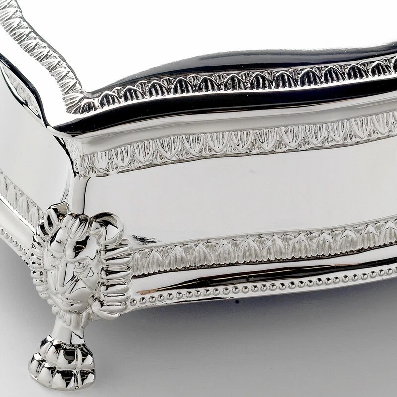 Elegance Silver Plated Square Victorian Jewelry Box