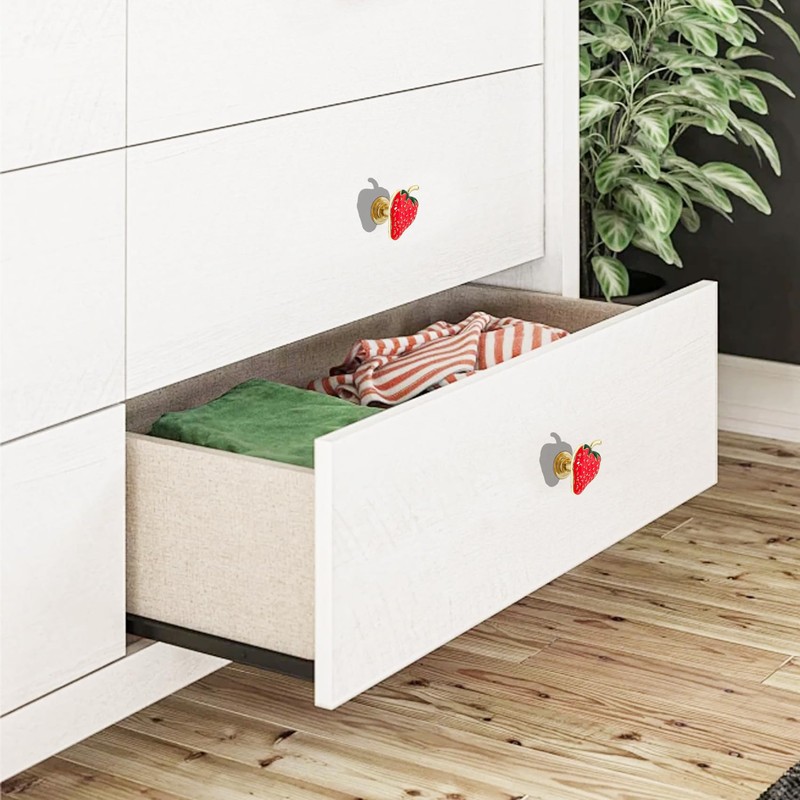 glrovazas Cabinet Knobs Strawberry Knobs, 4 Pcs Creative Fruit Shape