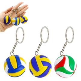 WRITWAA 3Pcs Volleyball Keychains, Volleyball Pendant Keyring Sports Keychain for Party Favors School Carnival Reward Fillers