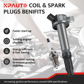 Ignition Coil Packs and Spark Plugs fit for 3.0 V6 2009 2010 2011 2012 Ford Escape, 2006 2007 2008 2009 Ford Fusion, Mercury Mariner Milan, Lincoln Zephyr 3.0L, UF486, Set of 6