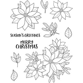 Creative Expressions CEC1036 Jane's Doodles Clear Stamp Set Poinsettia, Colourless, 6 in x 8 in
