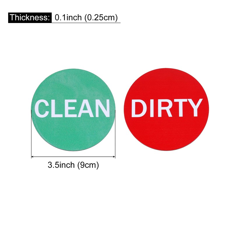 sourcing map Dishwasher Magnet Clean Dirty Sign Round Magnet Red-Green