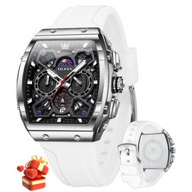 OLEVS Mens Watches Chronograph Analog Quartz Silicone Strap Waterproof Luminous Multifunction Watch for Men Business Casual Male Wristwatch