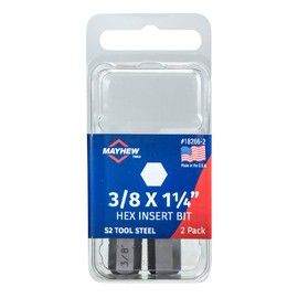 3/8" x 1.25" SAE Hex Insert Bit, 2 Pack