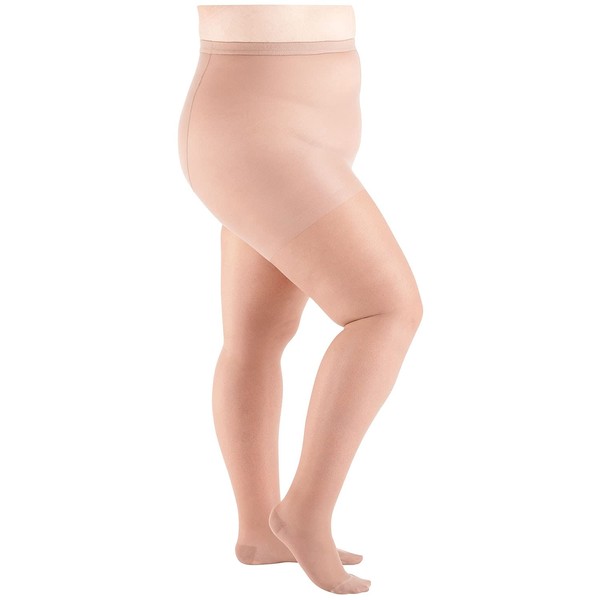Womens Moderate Compression Pantyhose - Support Plus - Beige - Queen Plus