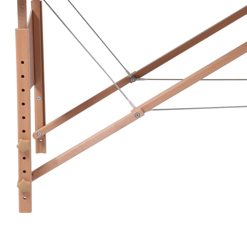 vidaXL Cream White Foldable Massage Table with Solid Wood Frame