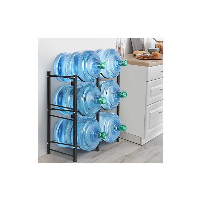 LIANTRAL 5 Gallon Water Bottle Holder, 3 Tiers Black Double