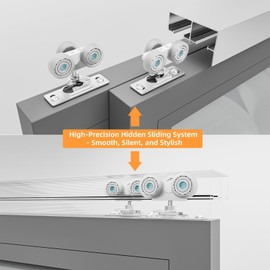 LAJIAOZ 4FT Aluminum Bypass Sliding Door Hardware Kit, 2 Door System with Finger Pulls, Quiet & Smooth Rollers, Fits 1 3/8"-1 3/4" Door Thickness, Space Saving Closet & Cabinet Sliding Track Set