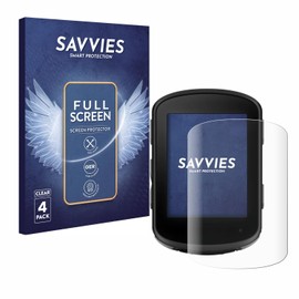Savvies Pack of 4 Full Screen Protectors for Garmin Edge 540 / Edge 840 Full Cover Screen Protector [3D Curved, Transparent, Anti-Fingerprint]