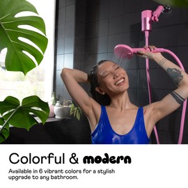 Sproos! - Handheld Showerhead with Filter Set, High Performance Filtration System for Healthier Hair and Skin, Extra Long 70 Inch Hose, 3 Customized Spray Functions, Red