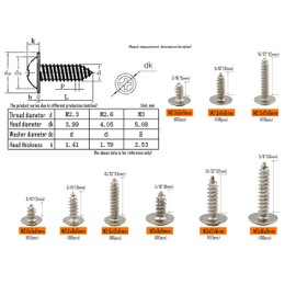 LBY 900pcs M2.3 M2.6 M3 Truss Head Self-Tapping Screws, Wafer and Pan Head Washer Screws, 9 Sizes Assortment Kit, Carbon Steel (Nickel-Plated)