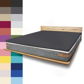 Jona Sleep Topper Cover Fitted Sheet Cotton Oeko Tex Fitted Sheet with Elasticated Mattress Topper White Jersey Bed Sheet for Box Spring Bed Machine Washable