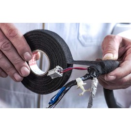 tesa 51608 Noise Damping PET Fleece Automotive Wire Harness Tape, Black, 19mm x 25m, 16 Rolls