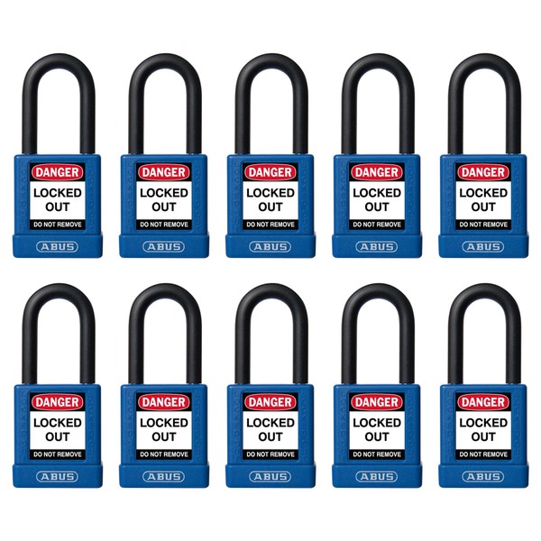 ABUS Blue Pack of 10 Lockout Tagout Premium Solid Body