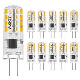 VALUCKY G4 LED Bulb, AC120V G4 Bi-Pin Light Bulbs, 140LM Warm White 3000K, 1.5W Equivalent to 15W Halogen Lamps, Flicker Free, Non-Dimmable, for Home Lighting, Kitchen Hood, 10 Pack