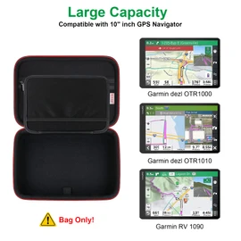 BOVKE Hard Carrying GPS Case für 10-Zoll Garmin dēzl LGV 1010, Garmin Camper 1090, Garmin dēzl LGV1000 MT-D LKW-Navigationsgerät, Mesh Tasche für Auto Ladegerät, USB Kabel, schwarz