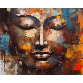 Rebotipy DIY Paint by Numbers for Adults Beginner Buddha Face Adult Paint by Numbers Abstract Texture Art Paint by Number for Adults Paint by Numbers Crafts for Adults Kids 16x20 in
