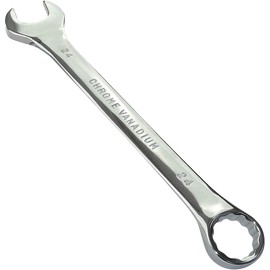 AERZETIX - C45526 - Metric Open-End Wrench 24mm - Fork and Ring/Eye 12 Sides - Made of CR-V Steel for Tightening/Assembly - Polished Straight Handle - DIN 3113 - Colour Silver