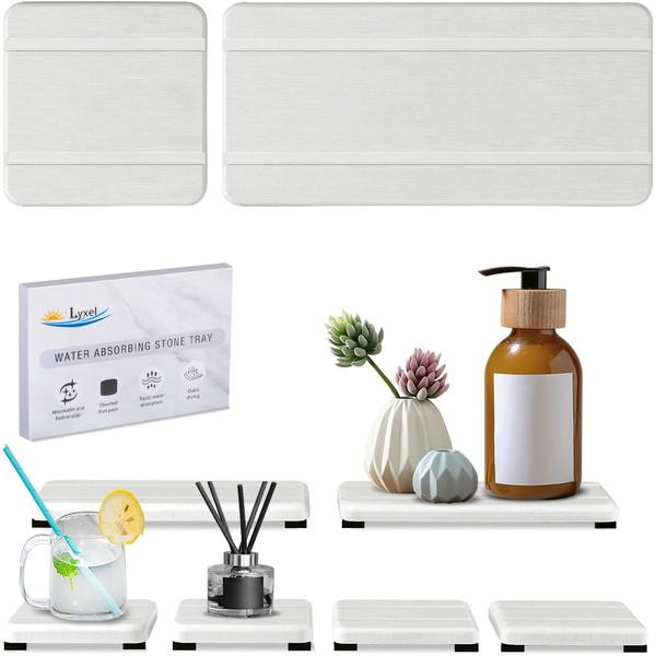 Set of 6 Water Absorbing Stone Tray for Sink, Stone