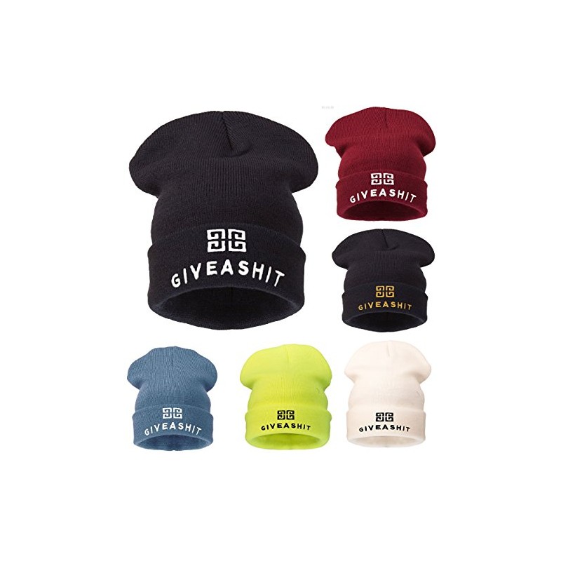 4sold Men's Knitted Hat Black M/L Black Giveashit (White) Universal