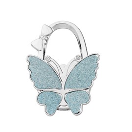 bobauna Colorful Shimmery Butterfly Foldable Purse Handbag Hook Table Hanger Holder (Butterfly bag hanger blue)