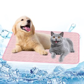 Cooling Mat for Dogs, Cooling Blanket Dog 67 x 55 cm, Dog Mats Summer Cooling Cushion, Pet Dog Mat for Home On the Go or in the Car (Pink-L)