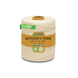 Organic Butcher’s Twine for Cooking & Trussing – 2mm Heavy-Duty Natural Cotton Kitchen Twine 500 Feet – Food-Safe, Oven-Safe String for Meat, Turkey, Baking, & Crafts