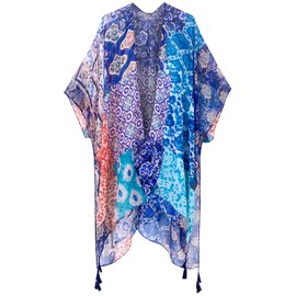 breezy lane Women's Bikini Cover Up Kimono, Cardigan, Summer Floral Pattern, Beach Dress, Casual Swimwear for Holiday