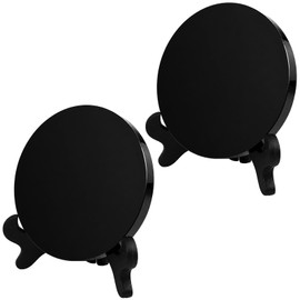 2 Pcs Black Obsidian Scrying Mirrors with Stands, 3.9 in