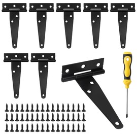 APOMOONS Pack of 8 T Hinges Heavy Duty Metal Door Hinges with 48 Screws Gate Hinges Garden Gate Hinges Foldable for Shed Doors Windows with 3 Inch Screwdriver