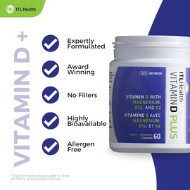 Mag365 ITL Health Magnesium vITaL Vitamin D Plus, 60 Caps 30-Day Supply - Unflavored, with Vitamin D3, K2, B12 & Magnesium Bisglycinate, Support Energy and Bone Strength, Reduces Feelings of Tiredness