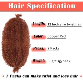 Does Not Apply Marley Hair 12 Inch 7 Packs Pre Separated Springy Afro Twist Hair Ginger 12”,350