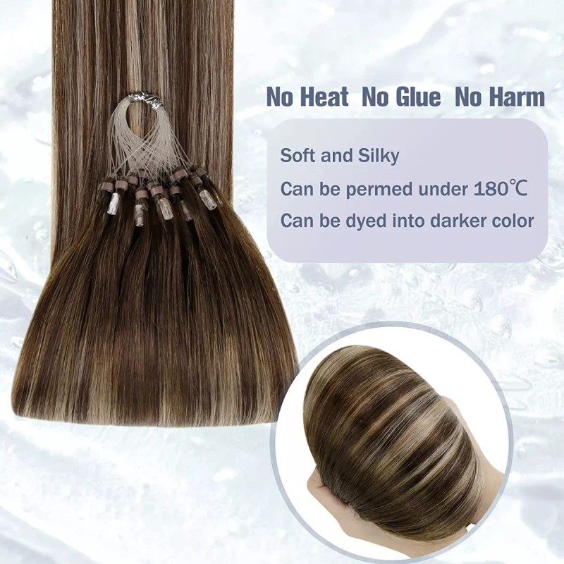 Hetto Extensiones Cabello Humano 14in Balayage Marrón A Rubio 50gr