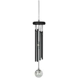 Woodstock Wind Chimes for Outside, Garden Decor, Outdoor Decor for Your Patio and Porch (16") Woodstock Crystal Meditation Black Wind Chimes Gifts (CCMK)