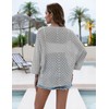 Zeagoo Womens Summer Crochet Cardigan Sweaters Lightweight Open Front 3/4