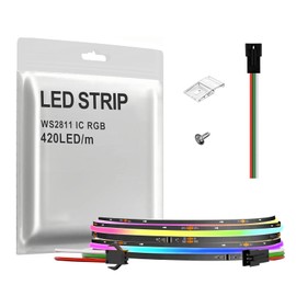 SPI COB RGB IC LED Strip Light FOB WS2811 High Density Uniform Light UL-Listed Dream Color Strip Light DC24V 3.2FT 420LEDs Black PCB Chasing Color Strip Dimmable LED Tape for Bedroom Party Indoor
