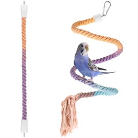 Skyygemm 2 Pcs Gradient Bird Rope Perch Stand for Parrots Birdcage Cotton Swing Climbing Rope with Bell Standing Bungee Toys Accessories for Parrots, Cockatiels, Parakeets, Lovebird, Budgies