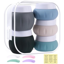 Travel Containers for Toiletries, GLAMFIELDS TSA Approved 2Pcs 1.7oz+3Pcs 1oz Travel Size Silicone Jars BPA Free, Leak-proof Travel Essentials with Lid for Cosmetic Face Hand Body Cream Grey (5Pack)