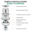 3-1/2 Inch Sink Drain Assembly Kit, Removable Deep Sink Strainer