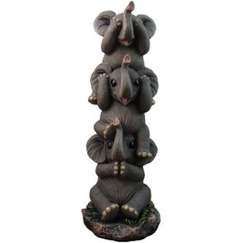 DWK 10" See No Evil Pachyderms Stacking Baby Elephants See Hear Speak No Evil Decorative Statue Collectible Figure for Home and Office