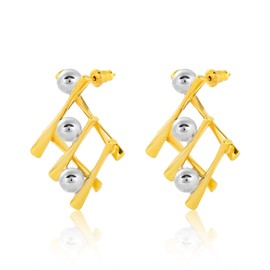 ABILITH Geometric Intertwined Triangle Square Earrings for Women's Two Tone Earrings Cross Lightweight Waterproof Gold and Silver Jewelry for Teen