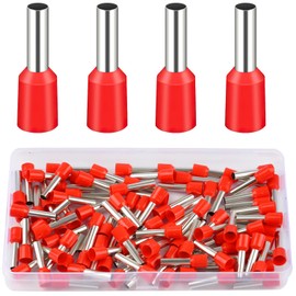 Wire End Ferrules 10 mm2 Pack of 100 Ferrules Set 10 mm2 x 18 mm, Red Wire End Ferrules Insulated for Garages, Distribution Boxes, Car Parts, Mechanics, Workshops