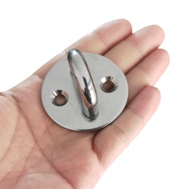 Pad Eye Plate 2 Pcs M8 Stainless Steel Ceiling Hook Metal Staple Ring Hook Suspension U Hooks Marine Hardware Staple Hook Loop with 4 Screws,for Wall Ceiling Hanging Shade Sail(Round)