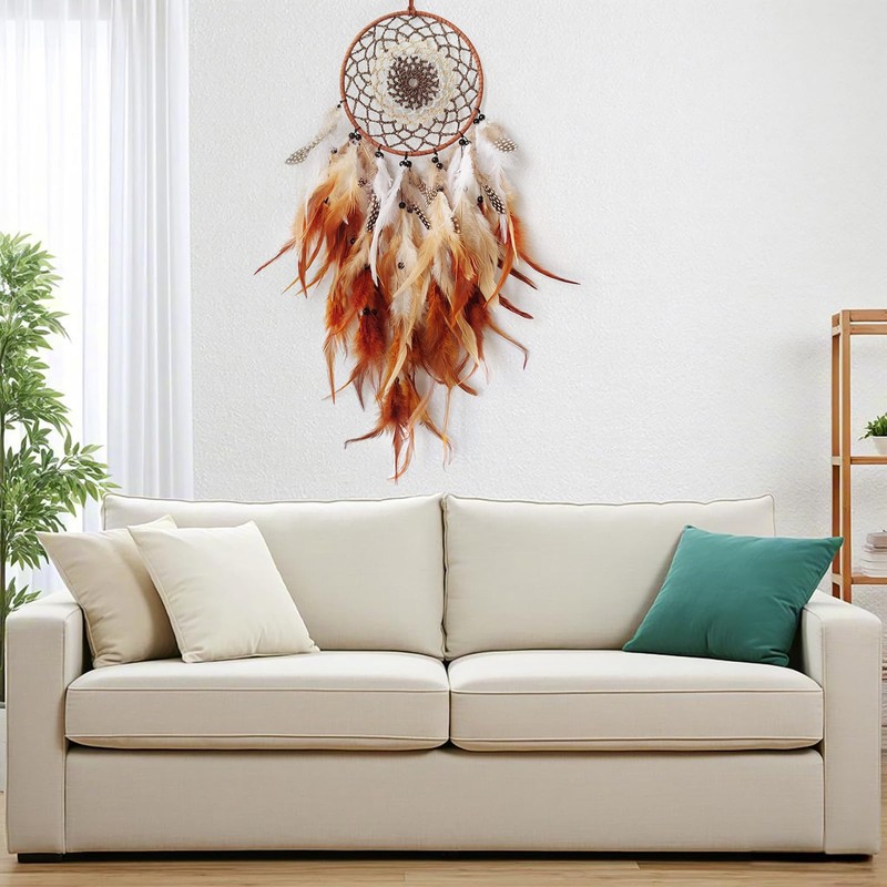 Donko Brown Feather Dream Catcher Wall Decor